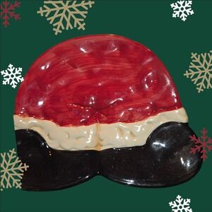 Santa Bottom Cookie Plate Christmas Holiday Small‎ Saucer Treats Candy Serving